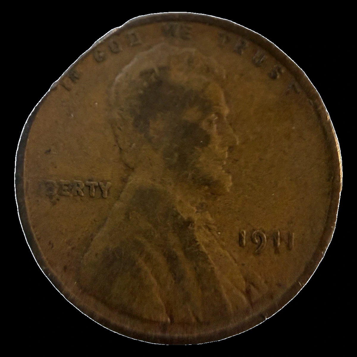 1911 Lincoln Cent (Wheat Reverse): Clipped Planchet