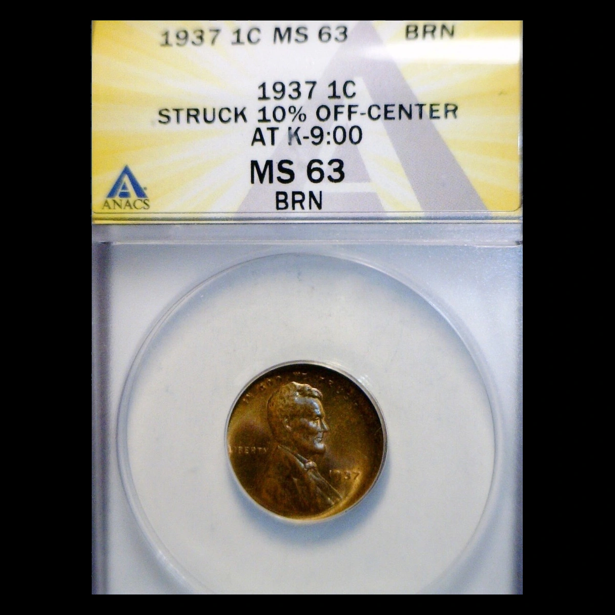 1937 Wheat Penny: Off-Center Strike