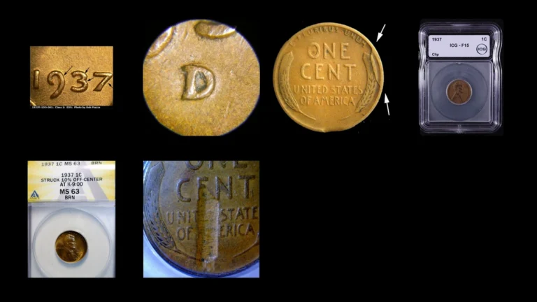 1937 Penny Errors — error coin photographs