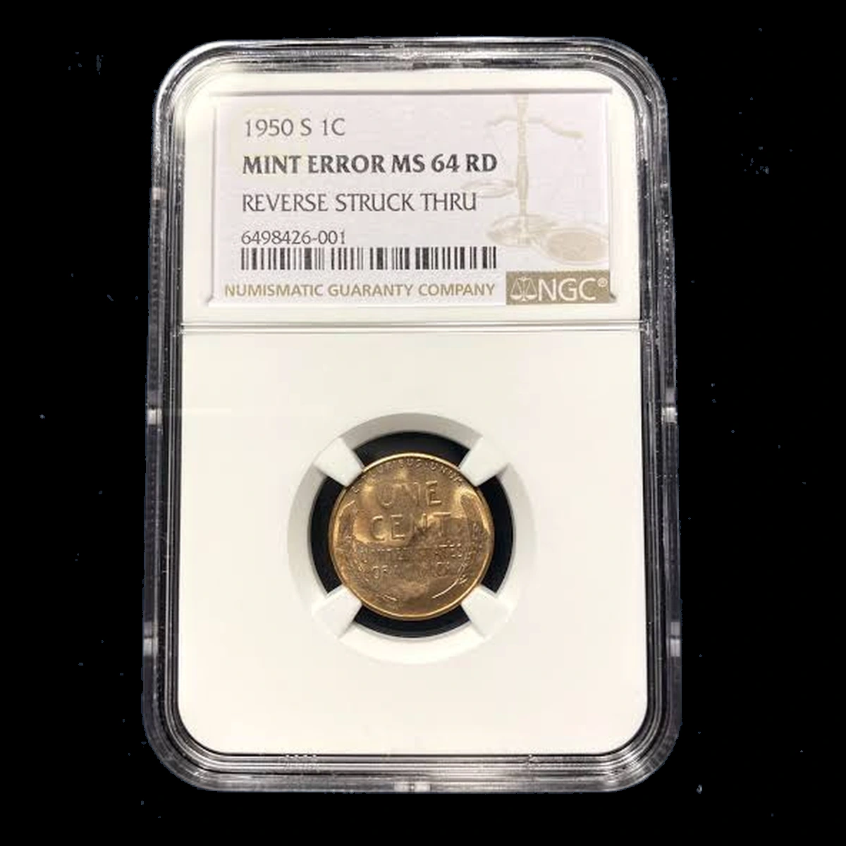 1950 Lincoln Cent (Wheat Reverse): Struck Through