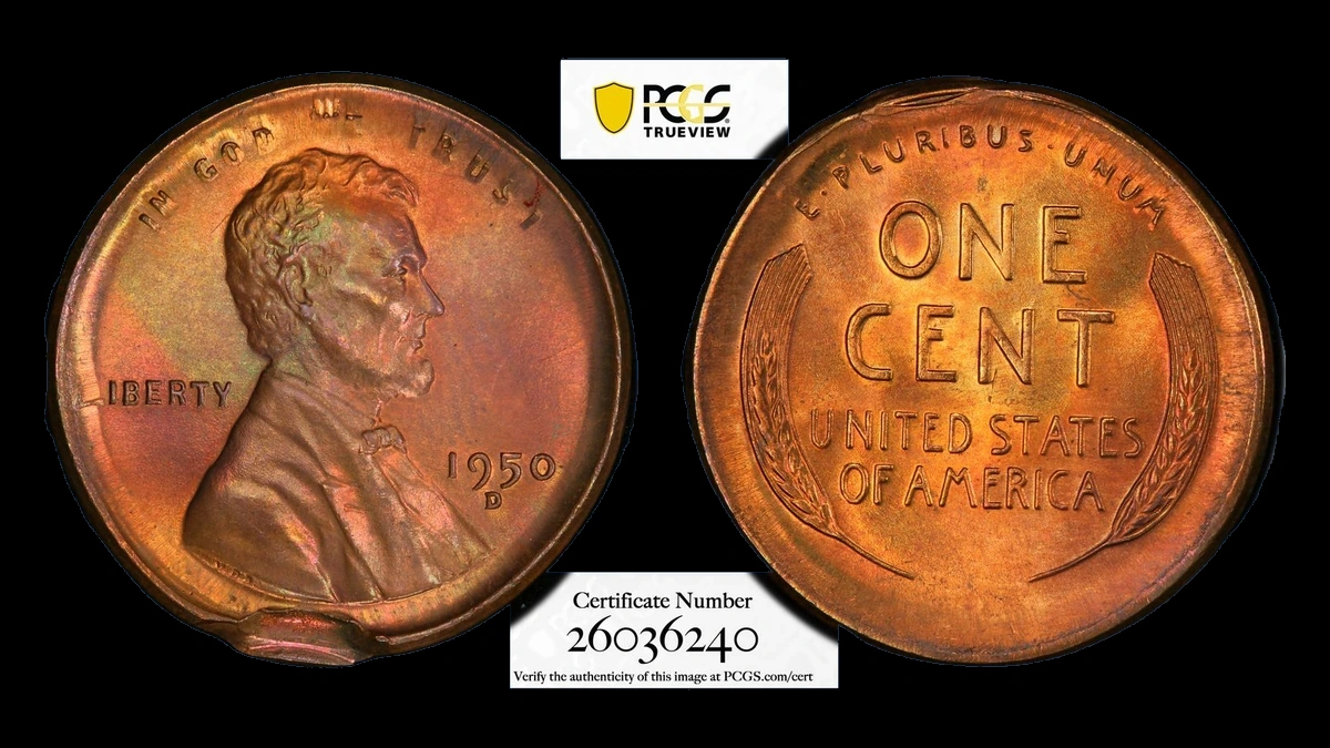 1950 Lincoln Cent (Wheat Reverse): broadstrike and double strike