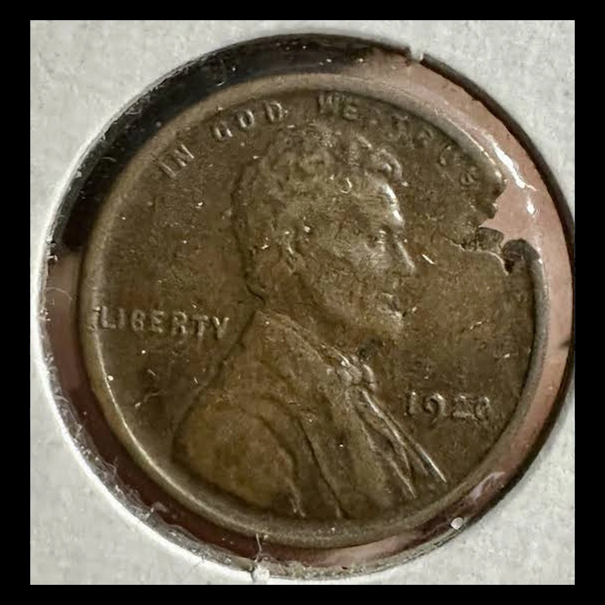 1920 Lincoln Cent (Wheat Reverse): Planchet Crack