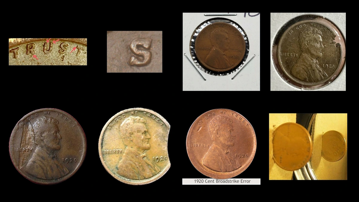 1920 Penny Errors — error coin photographs