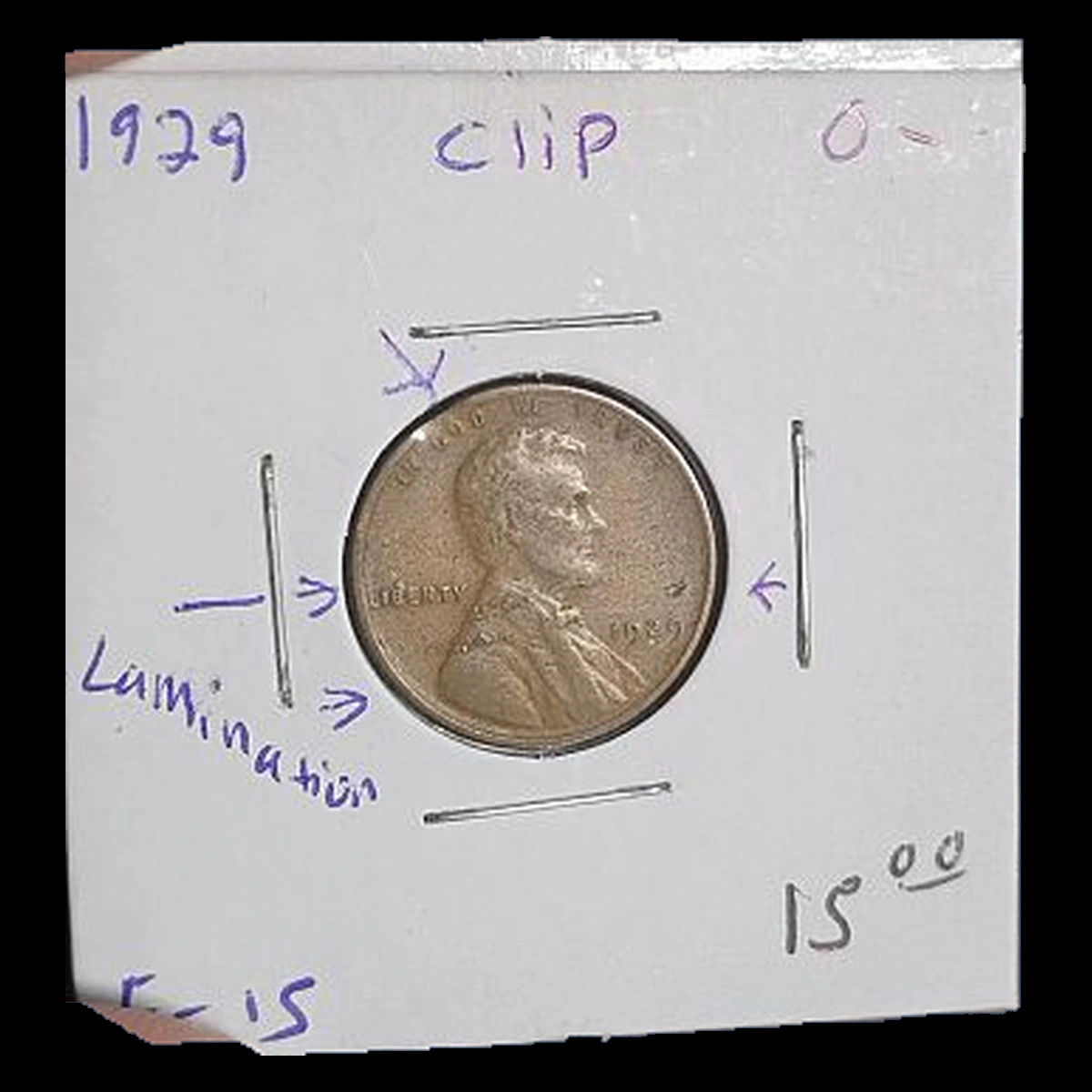 1929 Lincoln Cent (Wheat Reverse): Clipped Planchet