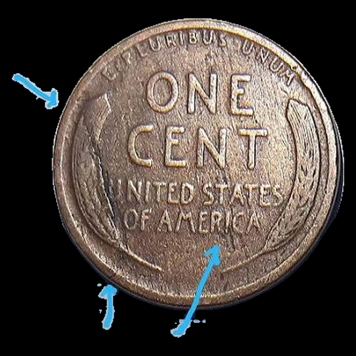 1929 Lincoln Cent (Wheat Reverse): Die Crack