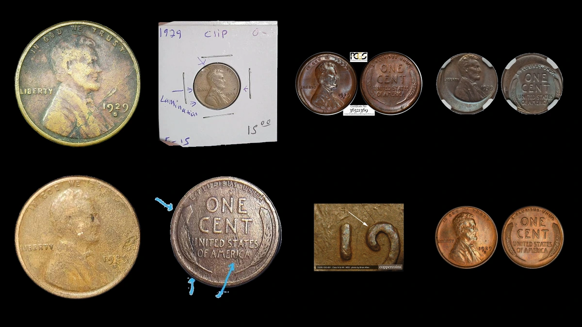 1929 Penny Errors — error coin photographs