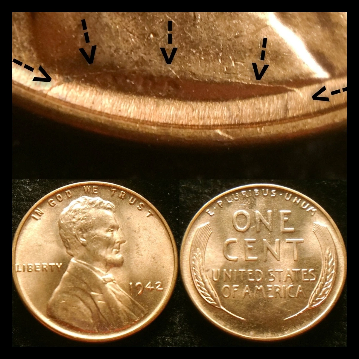 1942 Wheat Penny: Die Break / Cud