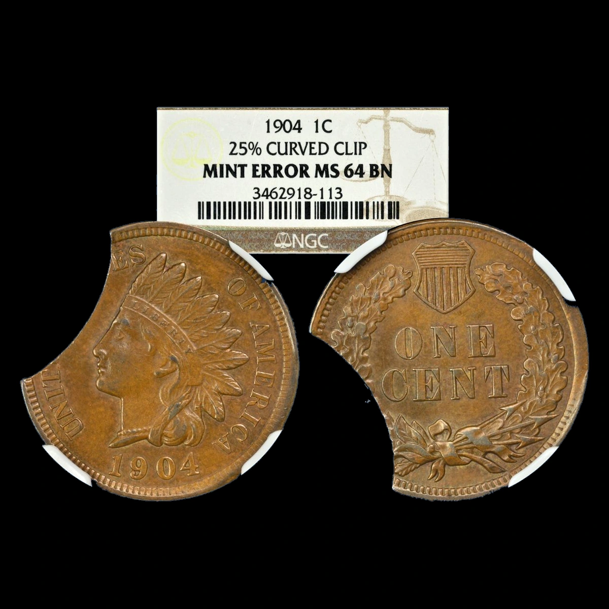 1904 Indian Head Penny: Clipped Planchet
