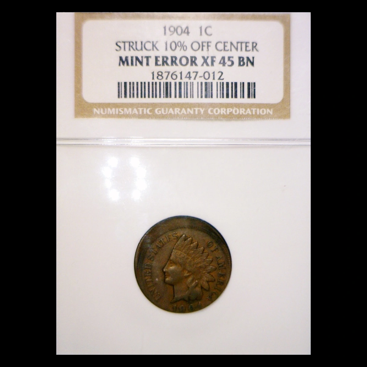 1904 Indian Head Penny: Off-Center Strike