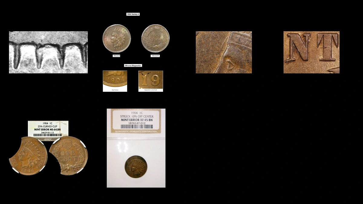 1904 Penny Errors — error coin photographs