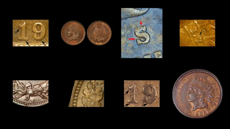 1908 Penny Errors — error coin photographs