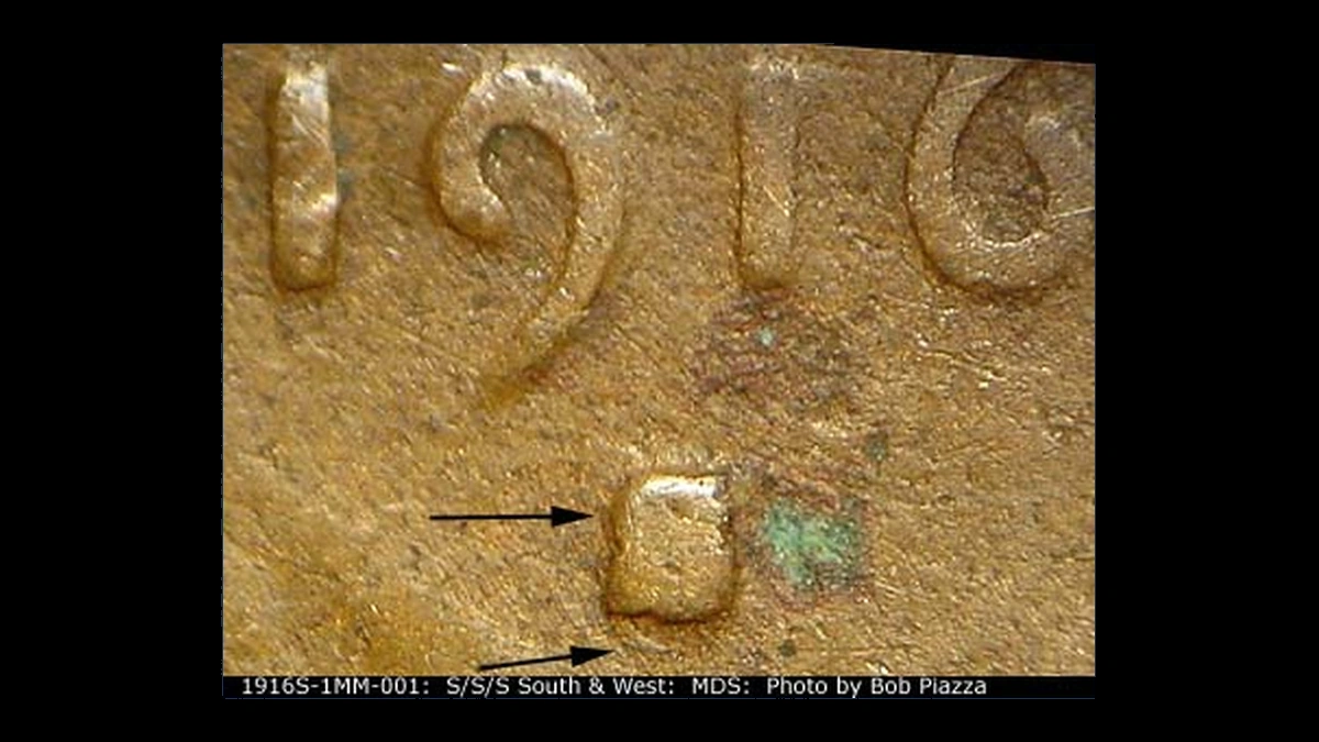 1916 Wheat Penny: Repunched Mintmark