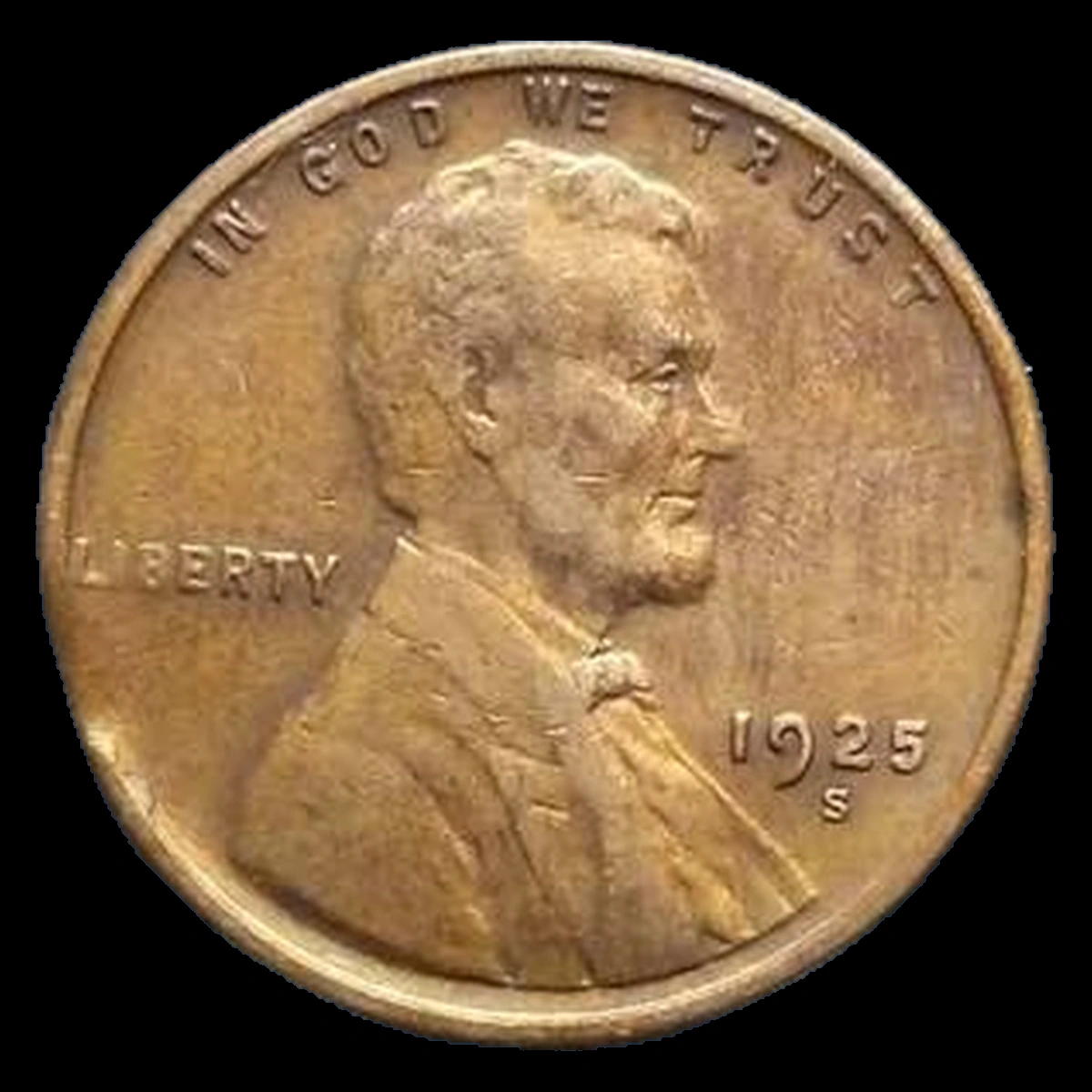 1925 Lincoln Cent (Wheat Reverse): curved clip