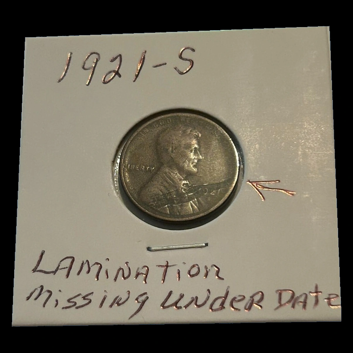 1921 Wheat Penny: Lamination / Split Planchet