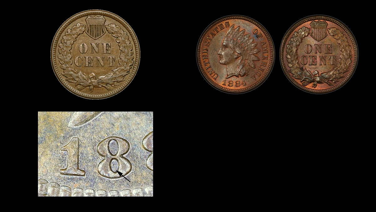 1884 Penny Errors — error coin photographs