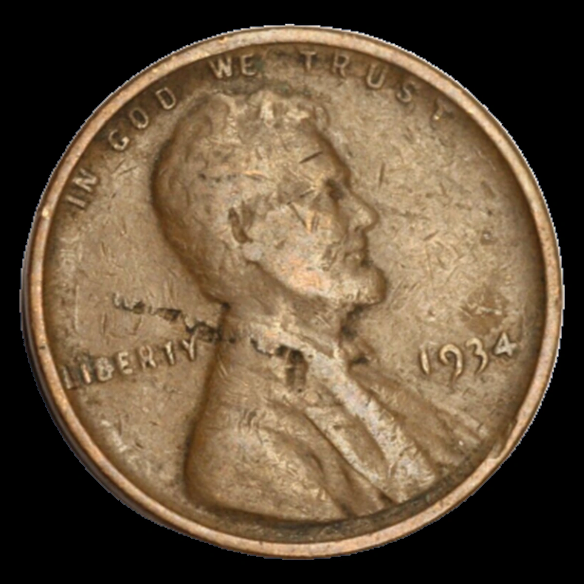 1934 Wheat Penny: Lamination / Split Planchet