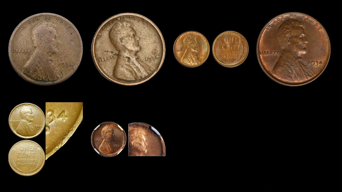 1934 Penny Errors — error coin photographs