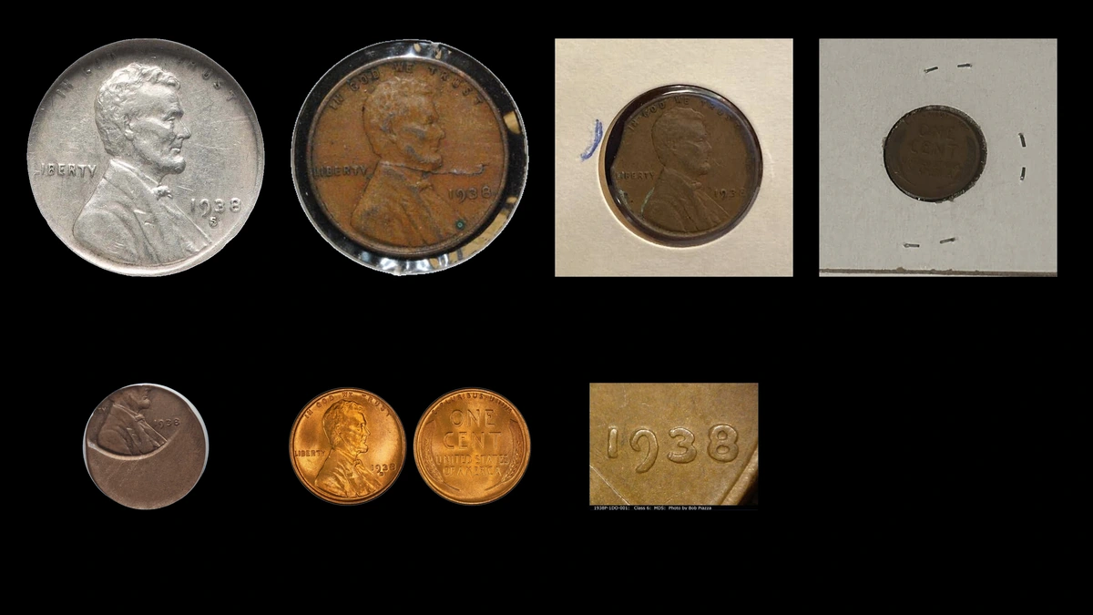 1938 Penny Errors — error coin photographs