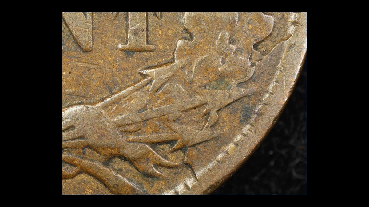 1896 Indian Head Penny: Die Break / Cud