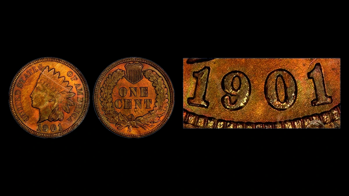 1901 Indian Head Penny: Repunched Date