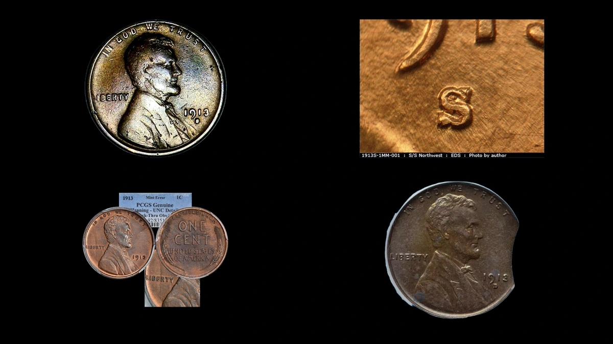 1913 Penny Errors — error coin photographs