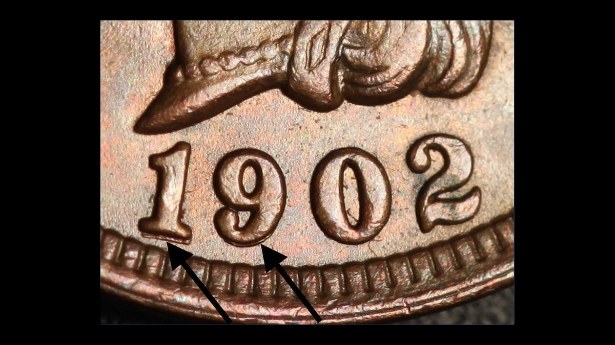 1902 Indian Head Penny: Repunched Date