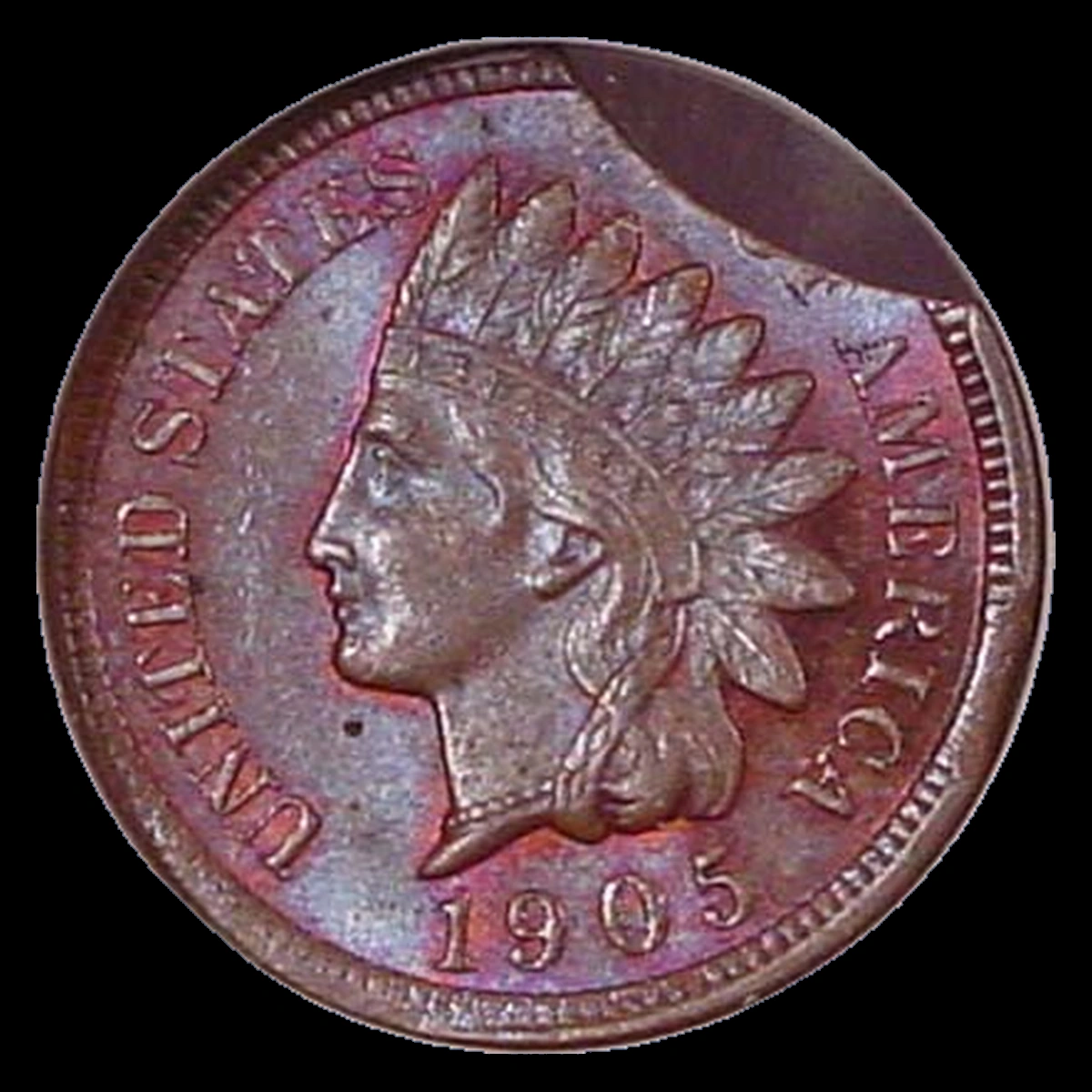 1905 Indian Cent: Clipped Planchet