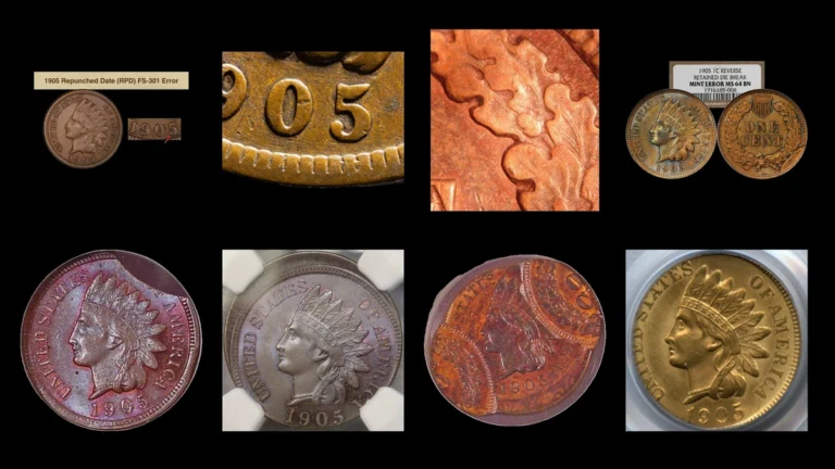 1905 Penny Errors — error coin photographs