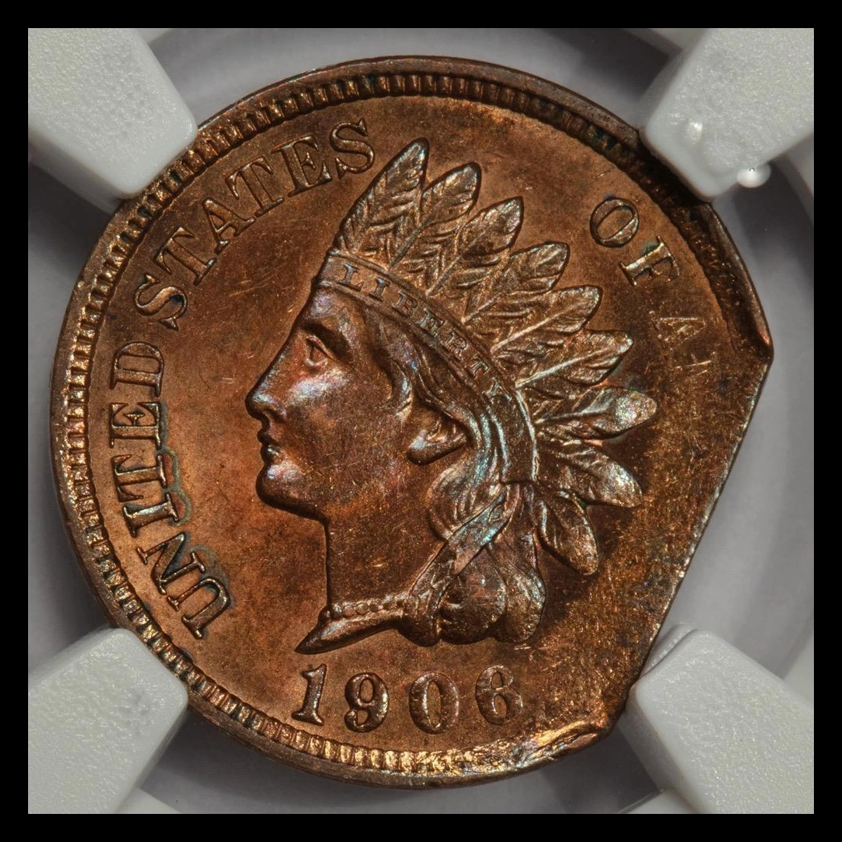 1906 Indian Cent: Clipped Planchet
