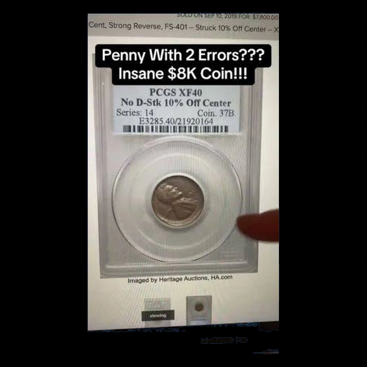 1922 Lincoln Cent (Wheat Reverse): Off Center Strike