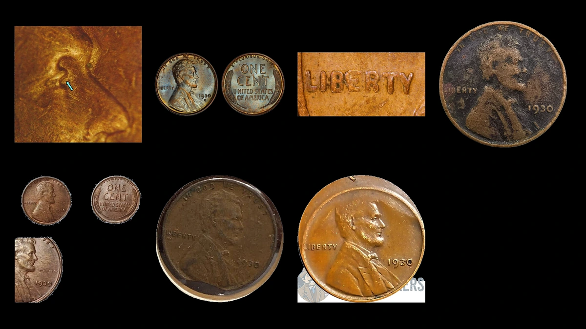 1930 Penny Errors — error coin photographs