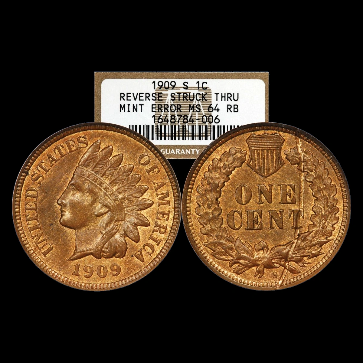 1909 Indian Cent: Struck Through