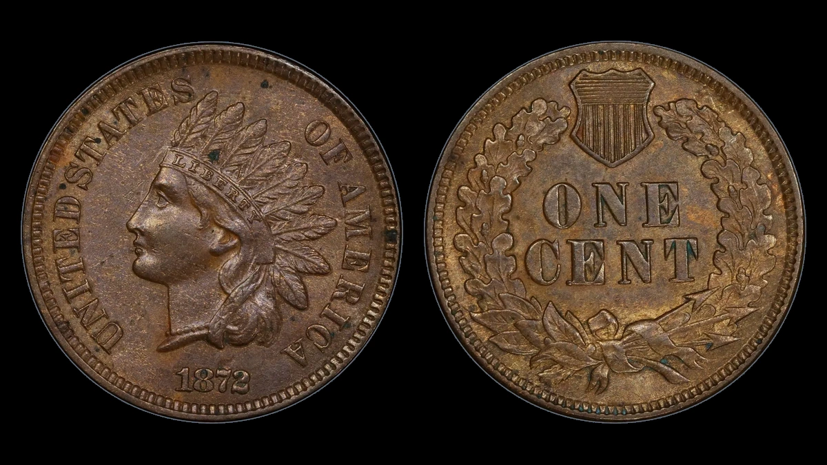 1872 Indian Head Penny: Repunched Date