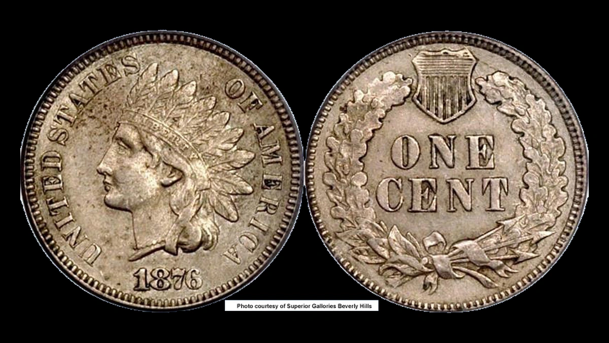 1876 Indian Cent nickel strike: wrong-planchet candidate; pattern/error attribution disputed
