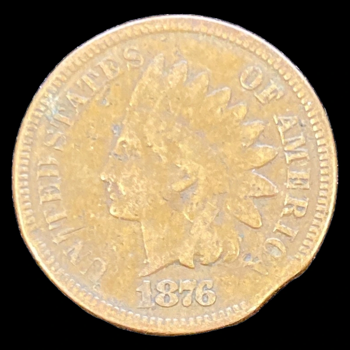1876 Indian Cent: Clipped Planchet