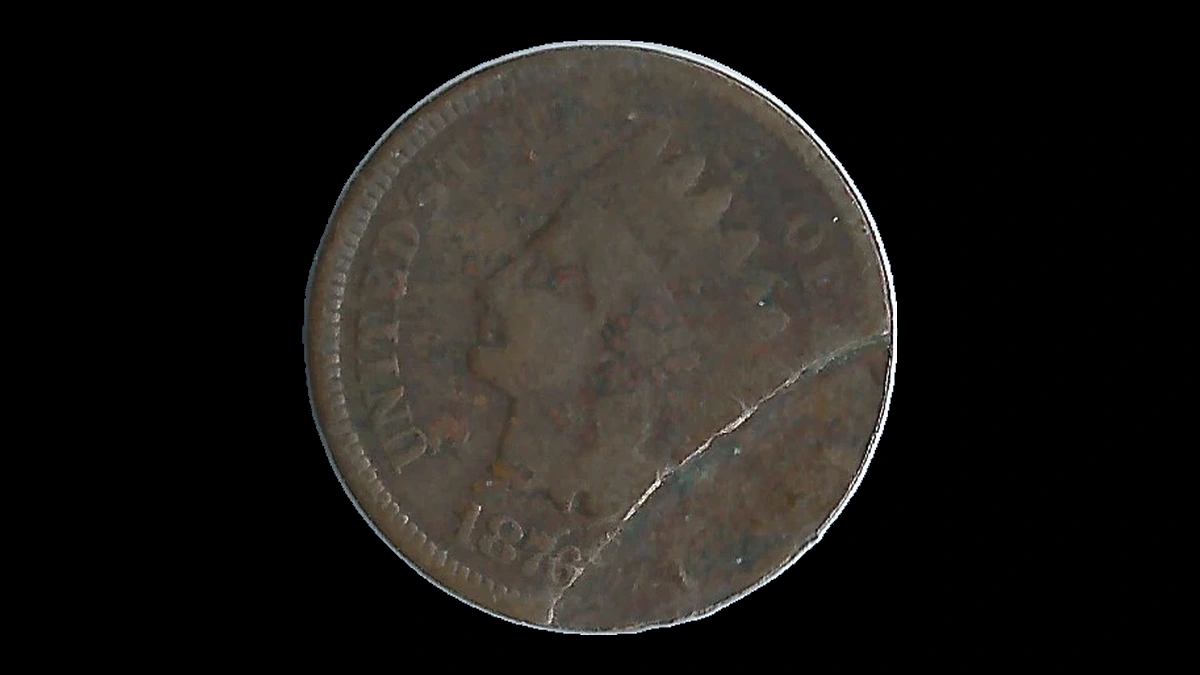 1876 Indian Cent: partial split planchet