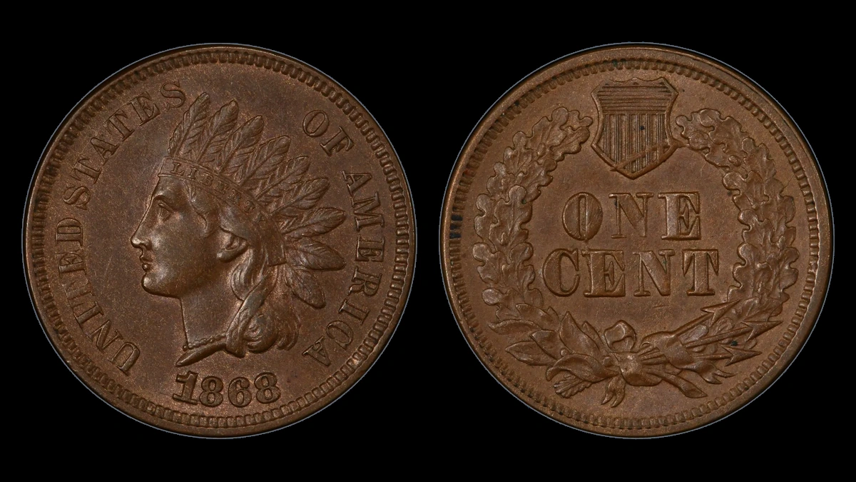 1868 Indian Head Penny: Repunched Date