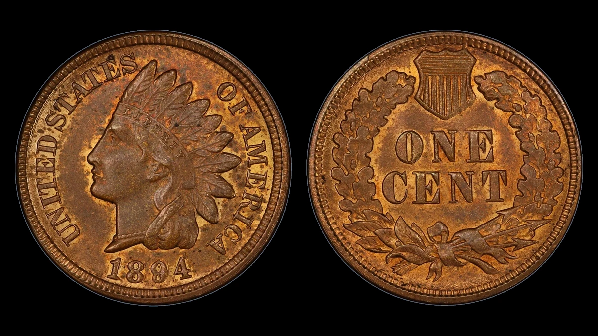 1894 Indian Head Penny: Repunched Date
