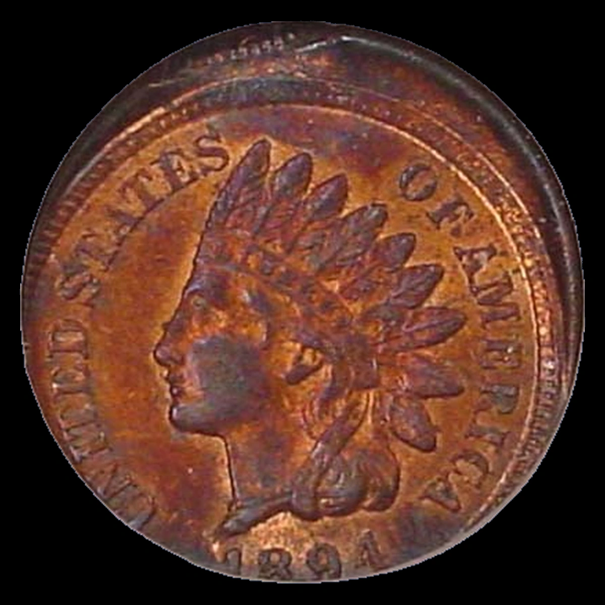 1894 Indian Cent: two off-center strikes