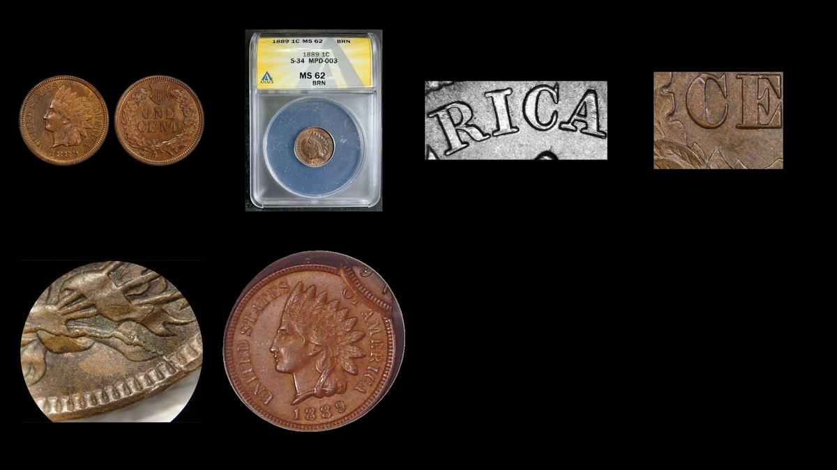 1889 Penny Errors — error coin photographs