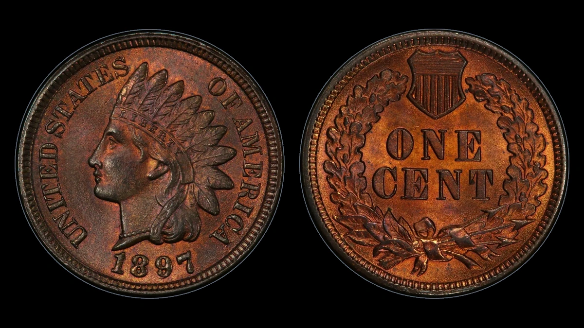 1897 Indian Head Penny: Repunched Date