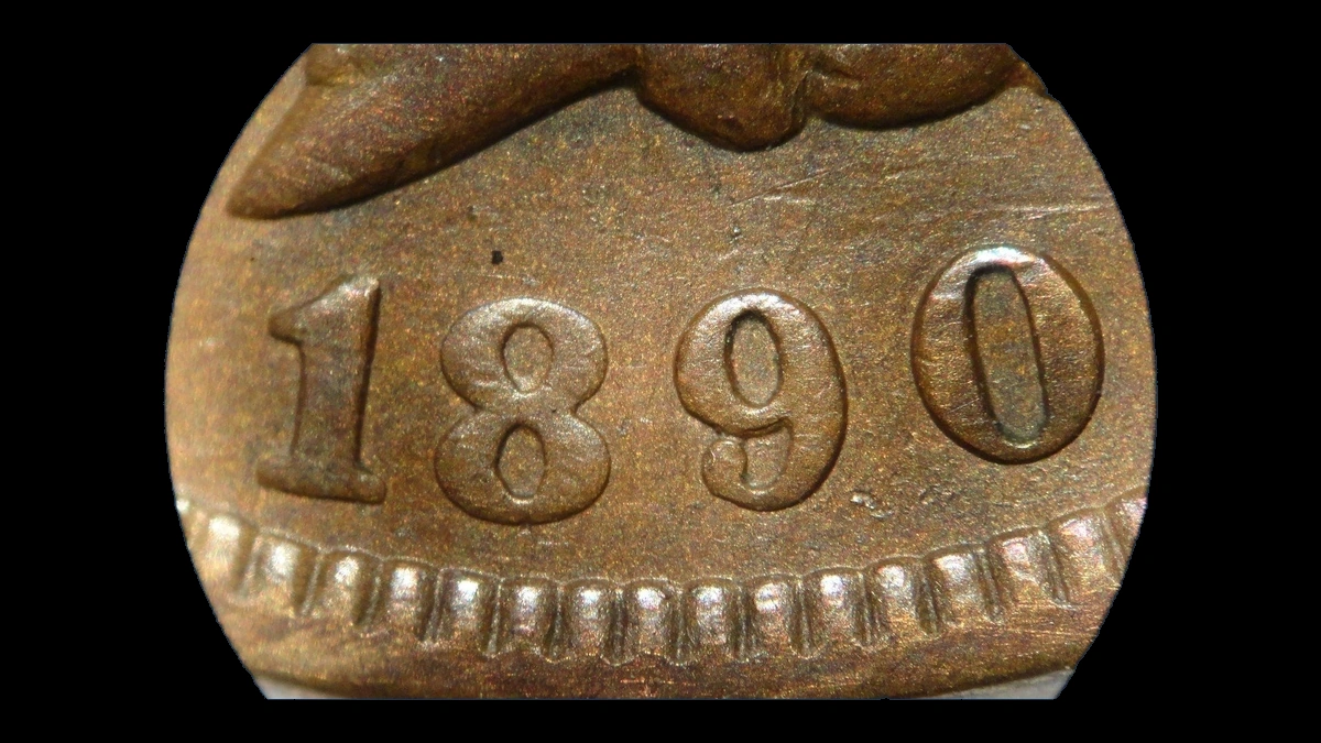 1890 Indian Head Penny: Repunched Date