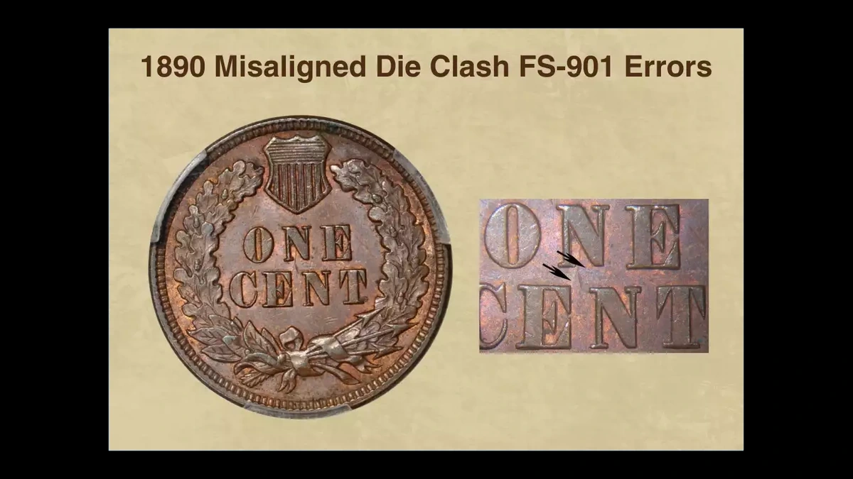 1890 Indian Head Penny: Clashed Dies