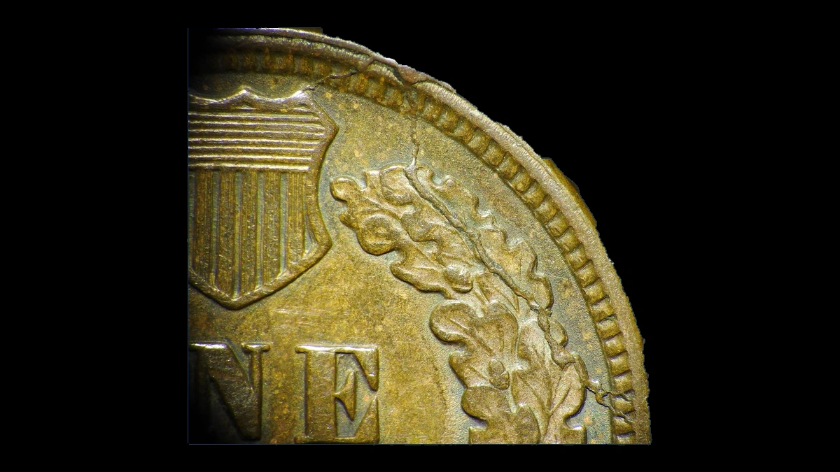 1890 Indian Head Penny: Die Break / Cud