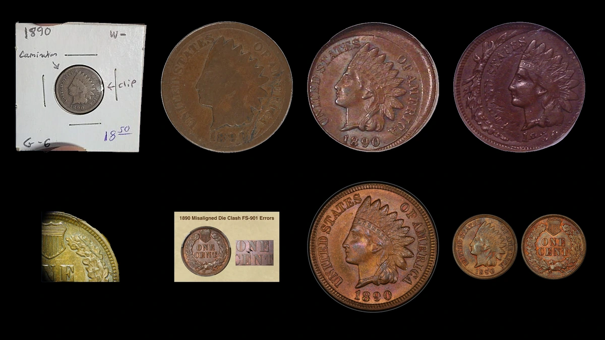 1890 Penny Errors — error coin photographs