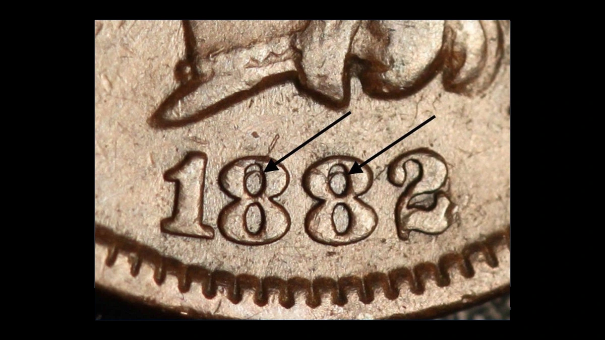 1882 Indian Head Penny: Repunched Date