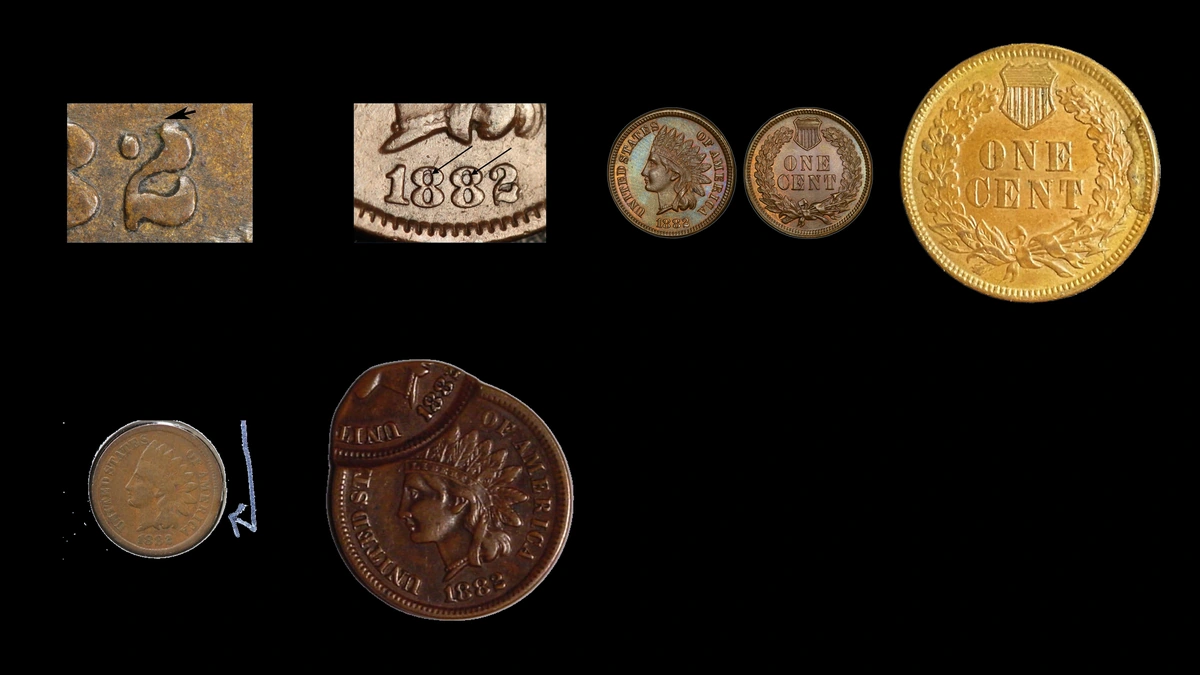 1882 Penny Errors — error coin photographs