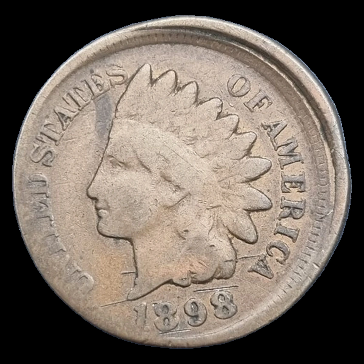 1898 Indian Head Penny: Off-Center Strike