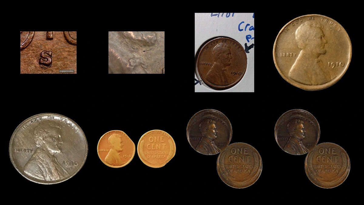 1910 Penny Errors — error coin photographs