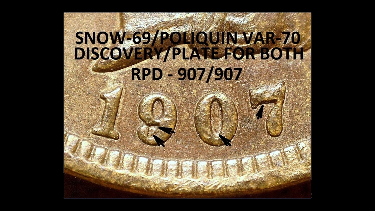 1907 Indian Head Penny: Repunched Date